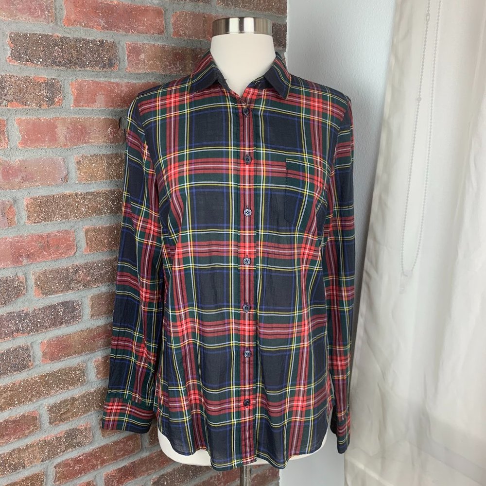 J. Crew Factory Perfect Fit Plaid Button Down, Small